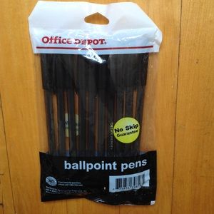 Office Depot 10 Black Nickel-Silver Ballpoint Pens